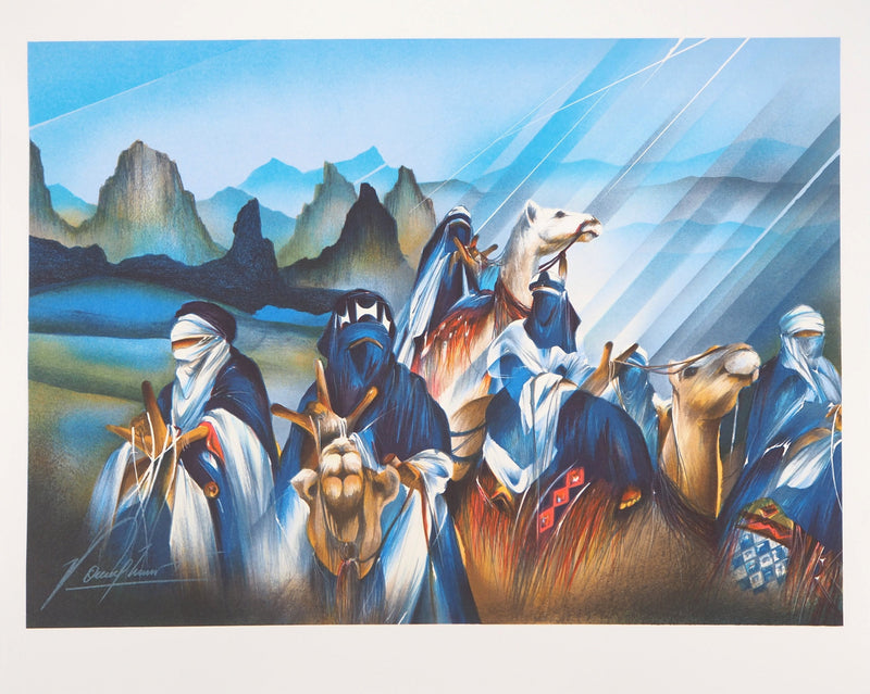 Raymond POULET : Les Voyageurs dans le désert - Lithographie (détail)