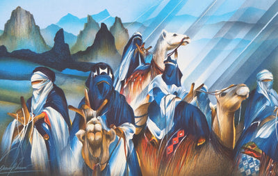 Raymond POULET : Les Voyageurs dans le désert - Lithographie (détail)