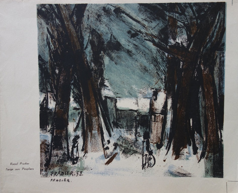 Raoul PRADIER : Neige aux Peupliers - Lithographie