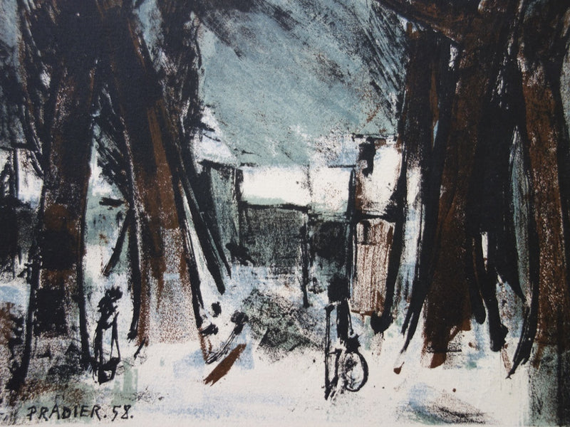 Raoul PRADIER : Neige aux Peupliers - Lithographie (détail)