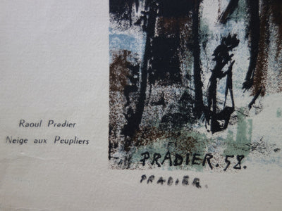 Raoul PRADIER : Neige aux Peupliers - Lithographie (détail)