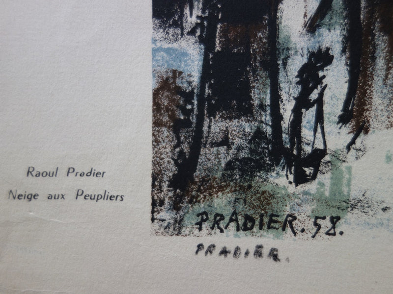 Raoul PRADIER : Neige aux Peupliers - Lithographie (détail)