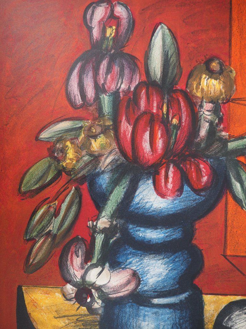Franz PRIKING : Bouquet exotique et sphère - Lithographie (détail)