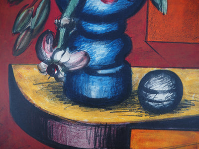 Franz PRIKING : Bouquet exotique et sphère - Lithographie (détail)