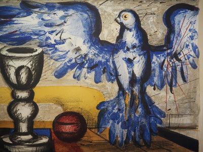 Franz PRIKING : Nature morte fantastique à l'aigle - Lithographie (détail)