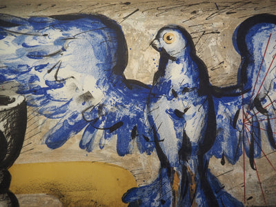 Franz PRIKING : Nature morte fantastique à l'aigle - Lithographie (détail)