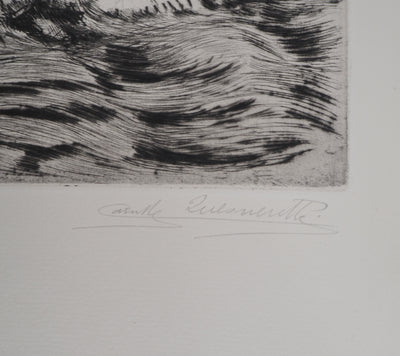Camille QUESNEVILLE : La Colère divine, vers 1950 - Gravure (détail)
