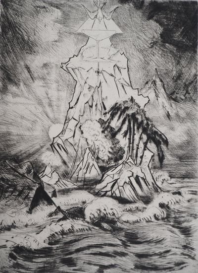 Camille QUESNEVILLE : La Colère divine, vers 1950 - Gravure (détail)