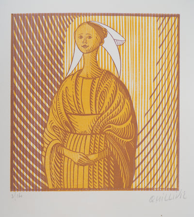 René QUILLIVIC : La Fiancée du Pêcheur d'Islande, 1927 - Gravure sur bois