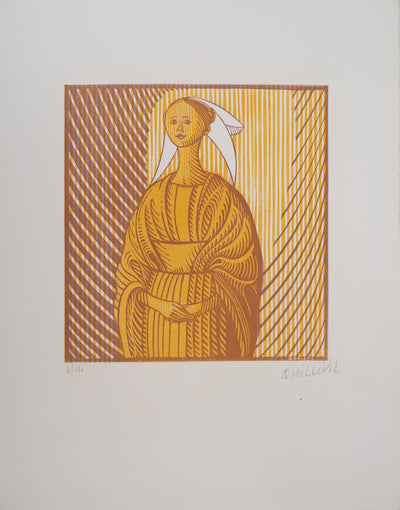 René QUILLIVIC : La Fiancée du Pêcheur d'Islande, 1927 - Gravure sur bois (détail)