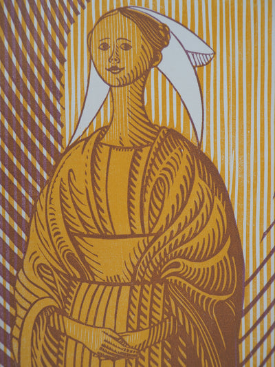 René QUILLIVIC : La Fiancée du Pêcheur d'Islande, 1927 - Gravure sur bois (détail)