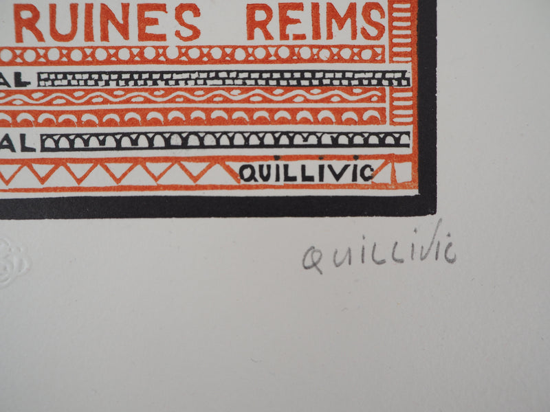 René QUILLIVIC : 86 COZ de Quimper : Dans les ruines, 1920 - Gravure sur bois (détail)
