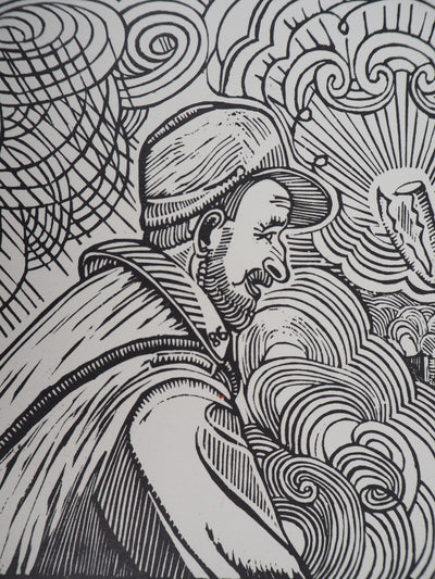 René QUILLIVIC : 86 COZ de Quimper : Dans les ruines, 1920 - Gravure sur bois (détail)