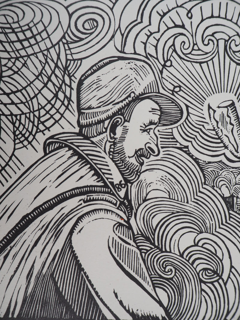 René QUILLIVIC : 86 COZ de Quimper : Dans les ruines, 1920 - Gravure sur bois (détail)