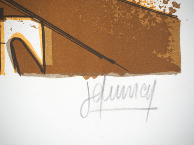 Jones QUINCEY : Marine : Bateaux enchevêtrés - Lithographie (détail)