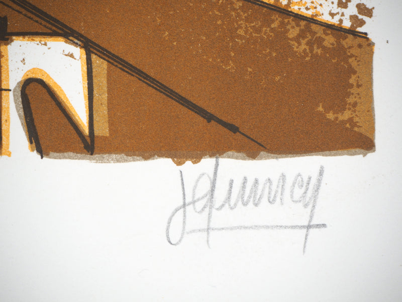 Jones QUINCEY : Marine : Bateaux enchevêtrés - Lithographie (détail)