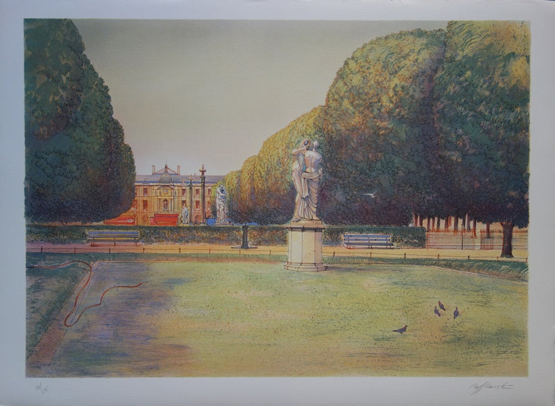 Rolf RAFFLEWSKI : Jardin de Paris au Baiser - Lithographie