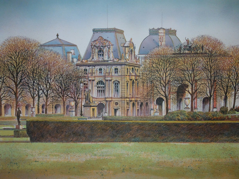 Rolf RAFFLEWSKI : Le Musée du Louvre au Baiser - Lithographie (détail)