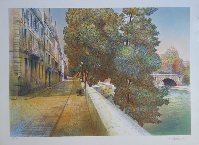 Rolf RAFFLEWSKI : Paris : Quai de Béthune - Lithographie
