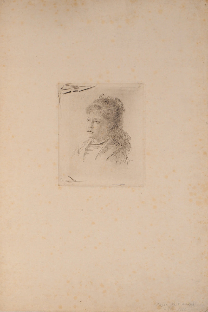 Paul Adolphe RAJON : Portrait féminin - Gravure (détail)