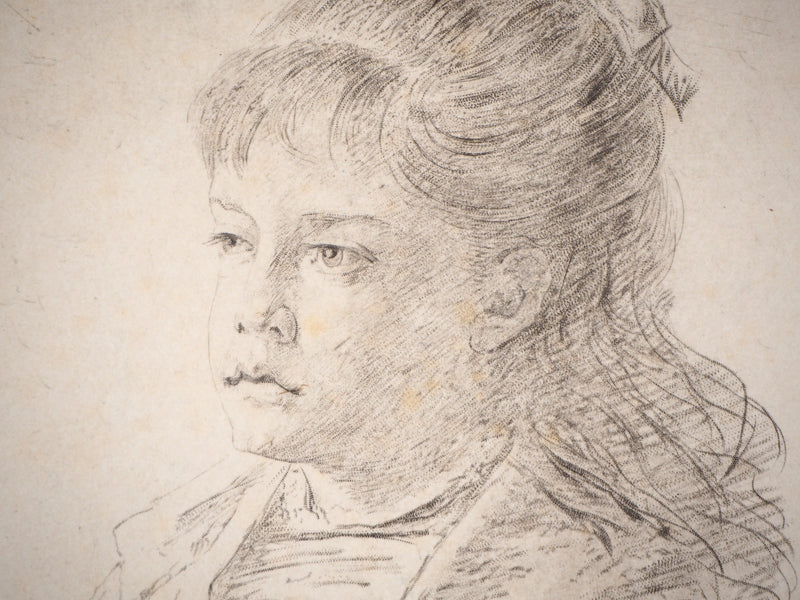 Paul Adolphe RAJON : Portrait féminin - Gravure (détail)