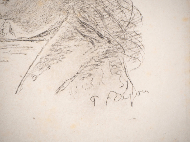 Paul Adolphe RAJON : Portrait féminin - Gravure (détail)