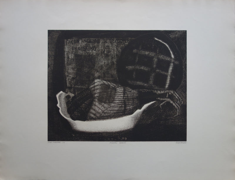 Jacques RAMONDOT : Oiseau bardé - Gravure (détail)