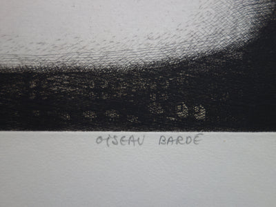 Jacques RAMONDOT : Oiseau bardé - Gravure (détail)