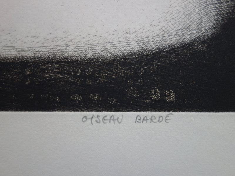 Jacques RAMONDOT : Oiseau bardé - Gravure (détail)