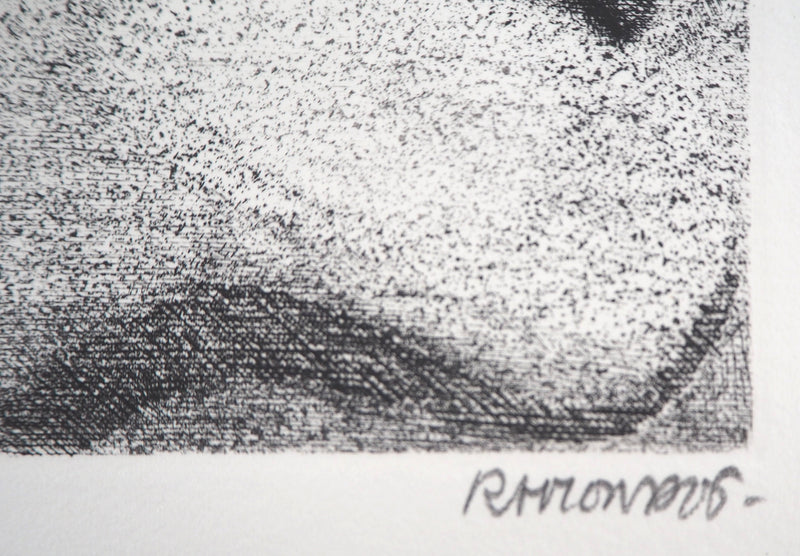 Jacques RAMONDOT : Paysage onirique de Mollières - Gravure (détail)
