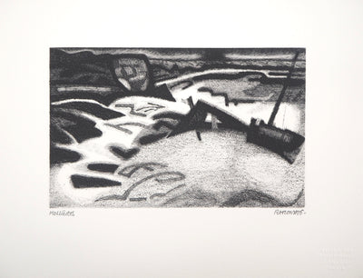 Jacques RAMONDOT : Paysage onirique de Mollières - Gravure (détail)