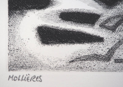 Jacques RAMONDOT : Paysage onirique de Mollières - Gravure (détail)