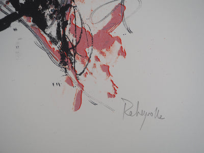 Paul REBEYROLLE : Les Mains : Corbeau saisi en vol, 1970 - Lithographie (détail)