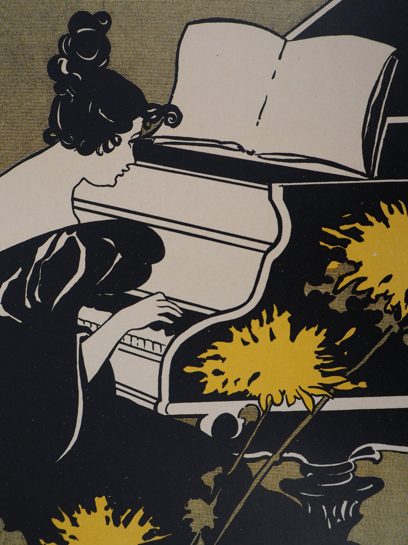 Ethel REED : Jeune fille au piano, 1897 - Affiche (détail)
