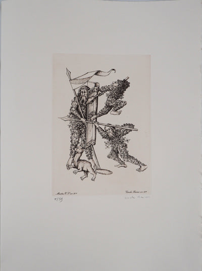 Cécile REIMS : L'assaut - Gravure