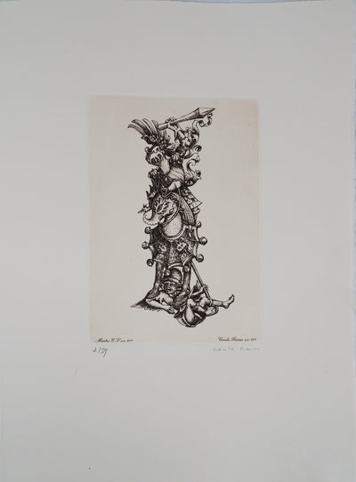 Cécile REIMS : Le chevalier - Gravure