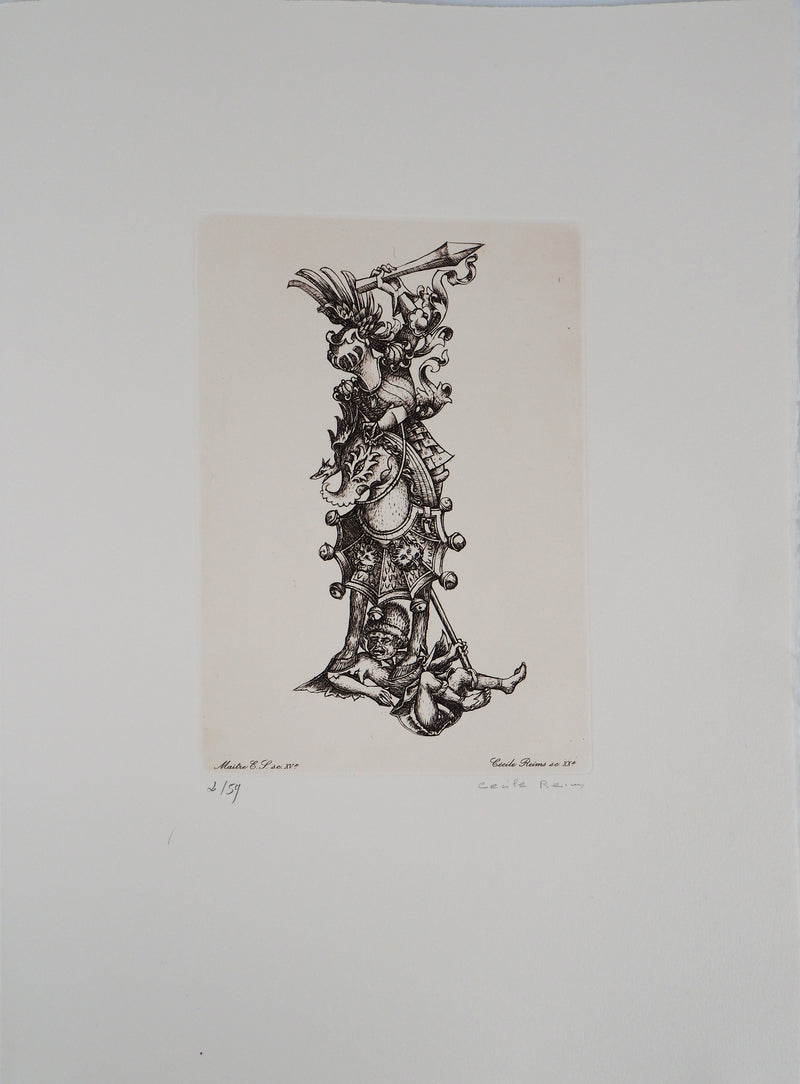 Cécile REIMS : Le chevalier - Gravure