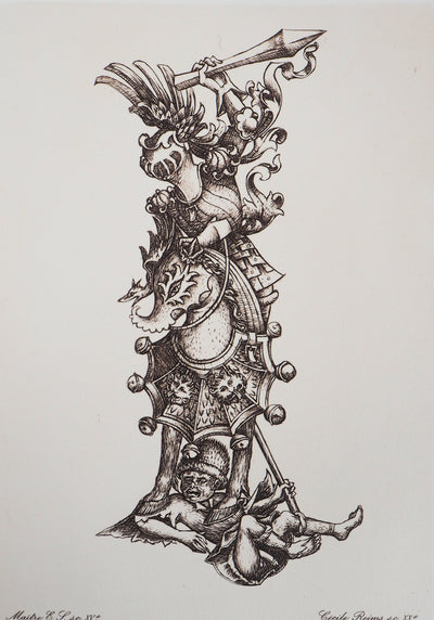 Cécile REIMS : Le chevalier - Gravure (détail)