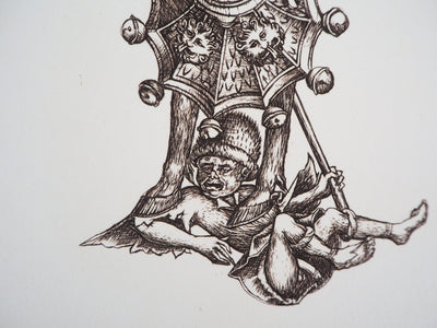 Cécile REIMS : Le chevalier - Gravure (détail)