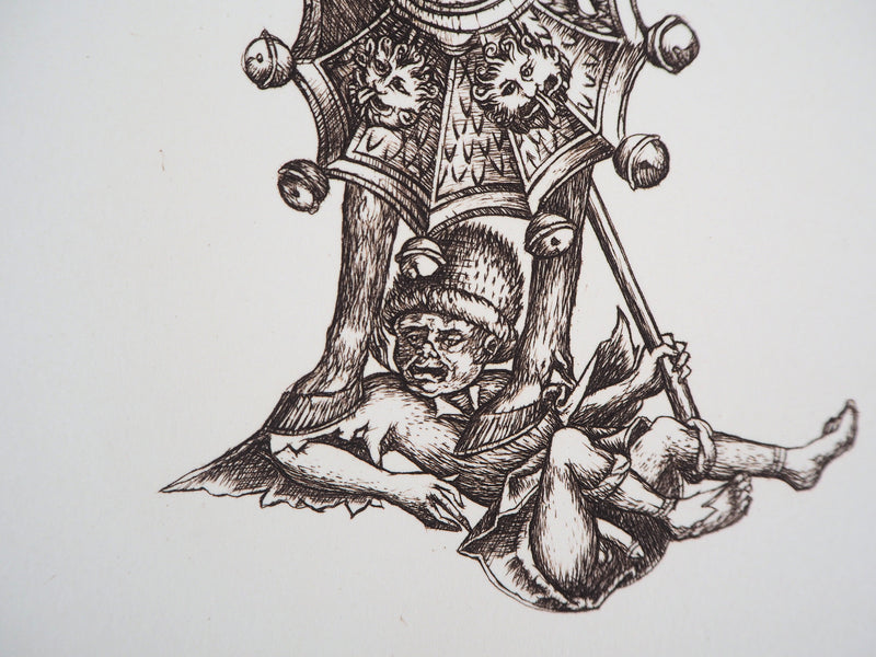 Cécile REIMS : Le chevalier - Gravure (détail)