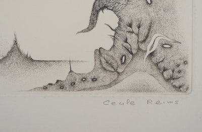 Cecile REIMS : Paysage cosmique - Gravure (détail)