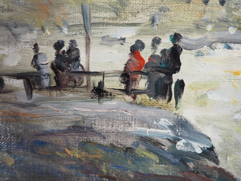 Jean Jacques RENE : Voiliers au Havre - Tableau (détail)