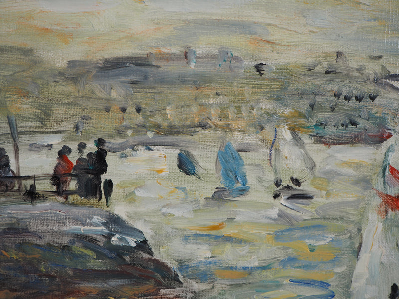 Jean Jacques RENE : Voiliers au Havre - Tableau (détail)