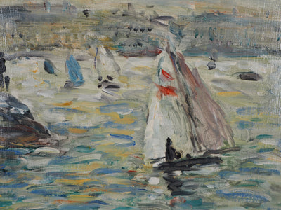 Jean Jacques RENE : Voiliers au Havre - Tableau (détail)