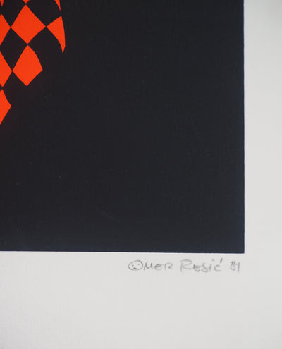 Omer RESIC : Hommage à Cézanne, Deux pommes - Lithographie (détail)