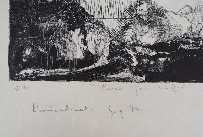 Guy RIBES : Visite - Lithographie (détail)