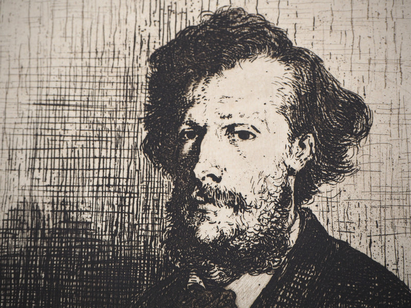 Théodule RIBOT : Portrait de M.A. CADART - Gravure (détail)