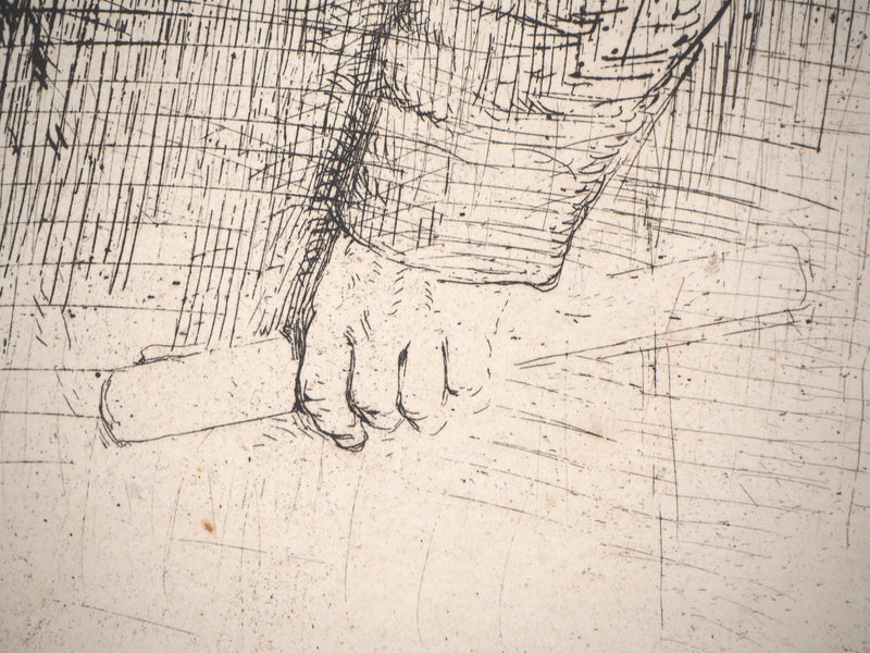 Théodule RIBOT : Portrait de M.A. CADART - Gravure (détail)