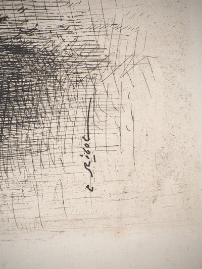 Théodule RIBOT : Portrait de M.A. CADART - Gravure (détail)
