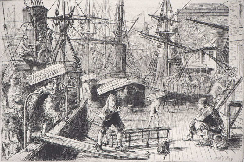 Matthew Withe RIDLEY : Le débarquement au port - Gravure
